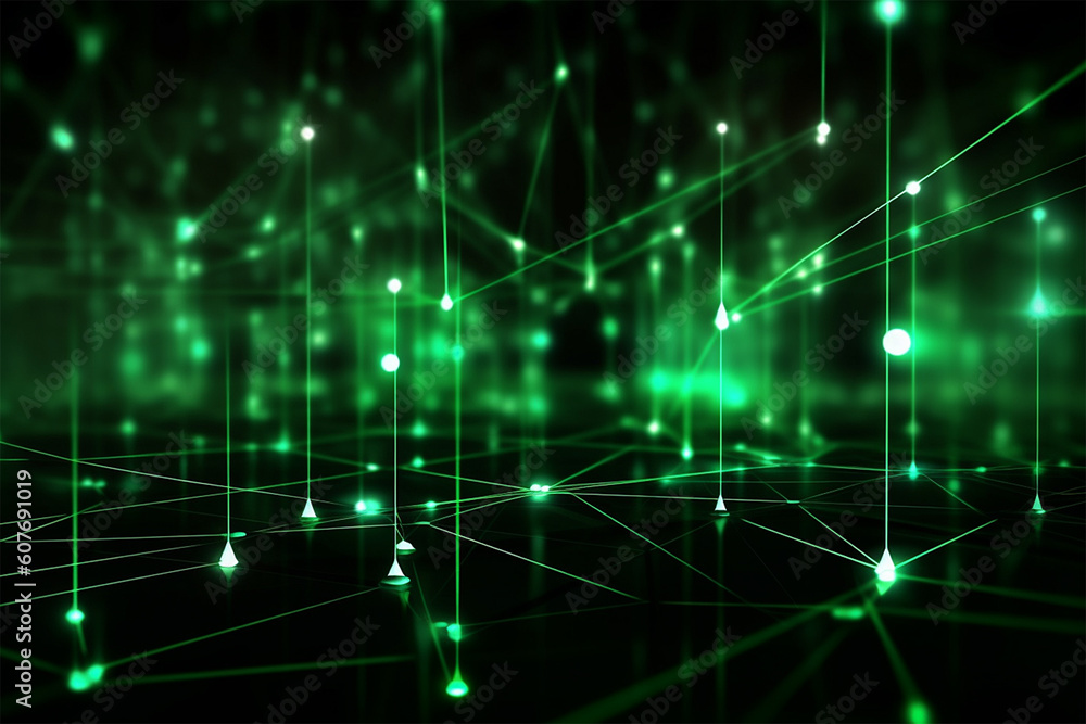 Technology network green background. Technology network green background.
