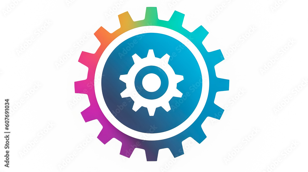 Gear close-up, colored logo design, generative AI. Gear close-up, colored logo design, generative AI.