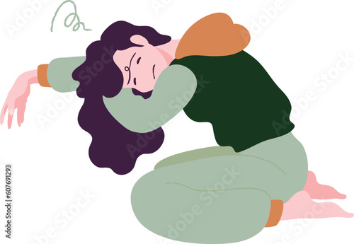 やる気が出ず倦怠感や疲労感に苦しむ人のイラスト