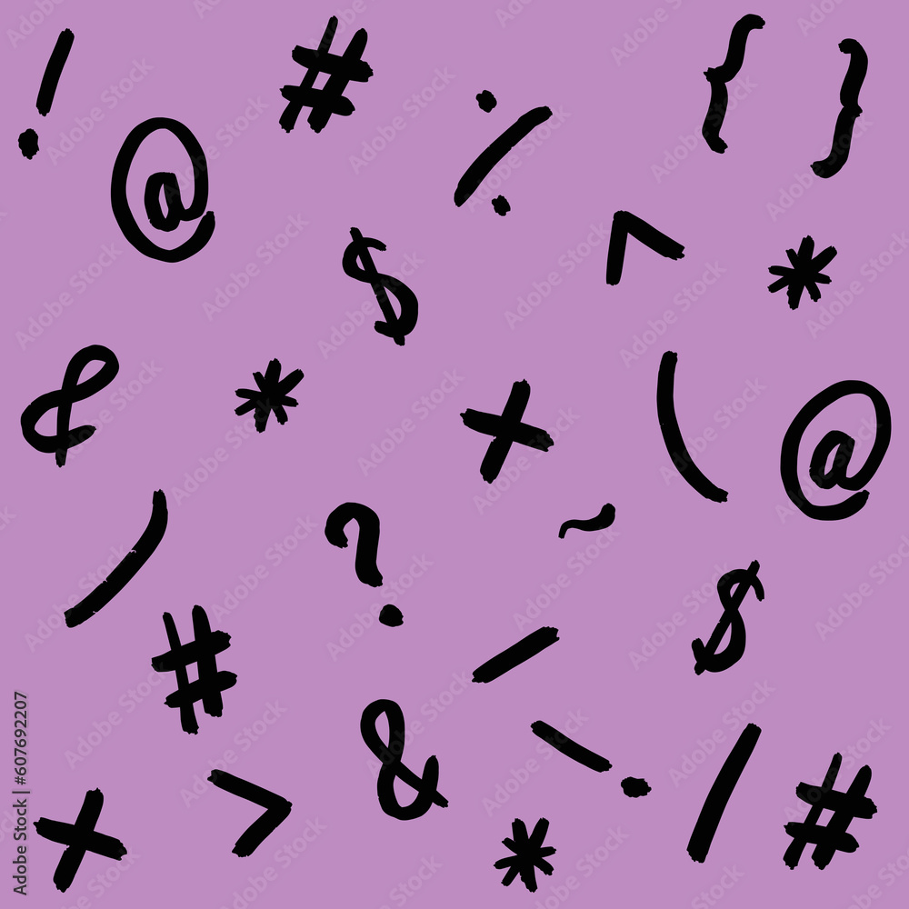 pattern with the image of keyboard symbols. Punctuation marks. Template for applying to the surface. purple red background. Square image. pattern with the image of keyboard symbols. Punctuation marks. Template for applying to the surface. purple red background. Square image.
