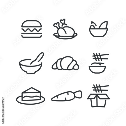 Simple Set of Meal Related Vector Line Icons. 