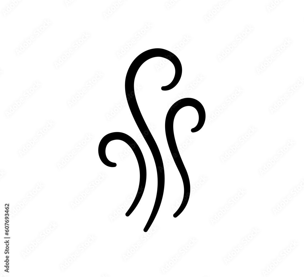 Doodle smoke icon. Water steam symbol. Hand drawn hot vapor. Line air ...