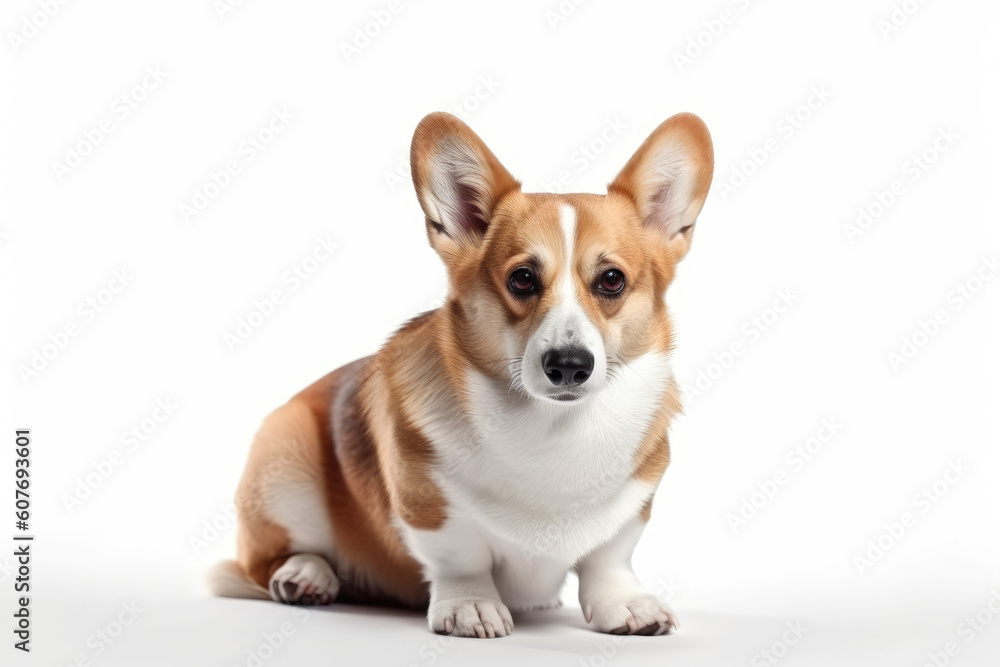 Full body of Corgi dog isolated on White background. Generated Ai.