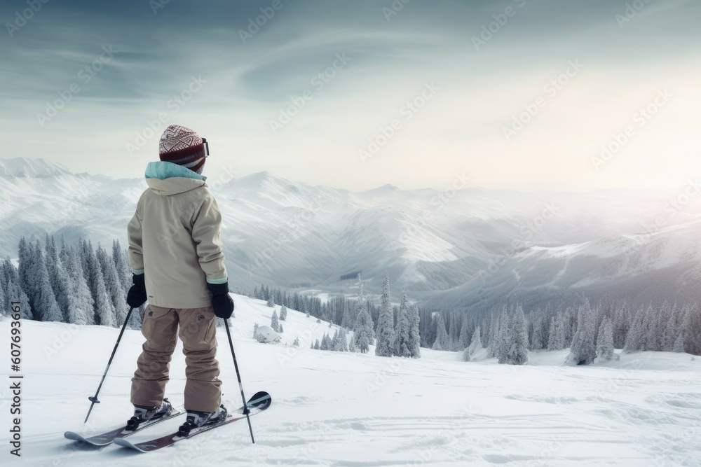 Boy ski resort. Generate AI