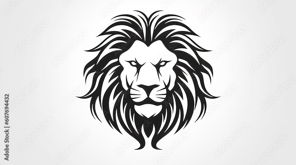 Minimalist lion logo, flat design, generative AI.