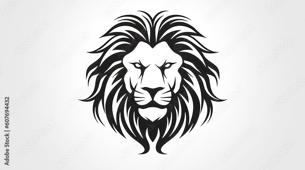 Fototapeta premium Minimalist lion logo, flat design, generative AI.