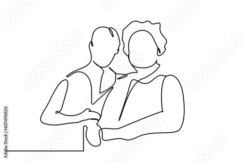 disabled sick elderly support help nurse family grandfather grandmother lifestyle line art