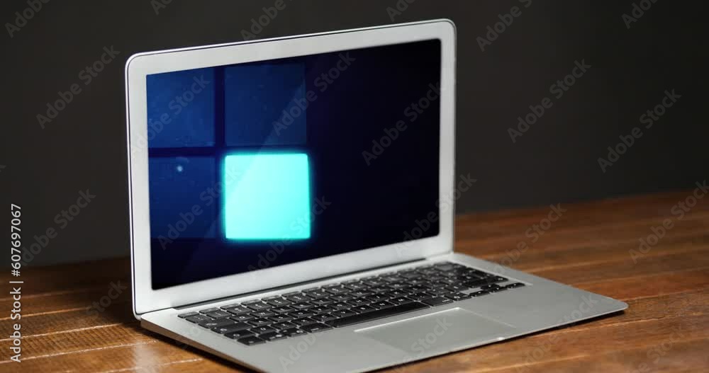 Animation of data processing on laptop screen Animation of data processing on laptop screen