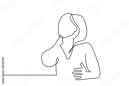 woman neck pain sitting feels pain health line art