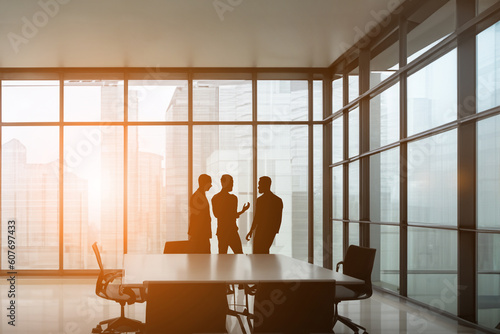 silhouette of business people walking in the office with Generative AI technology