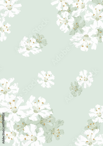 background with white green flowers