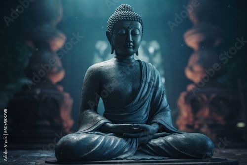 Buddha statue temple. Generate AI