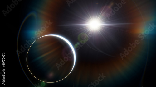 Fototapeta Naklejka Na Ścianę i Meble -  Planet Earth dawn sunset from space. Silhouette planet earth in rays of sun against background of space stars and galaxies 3D render