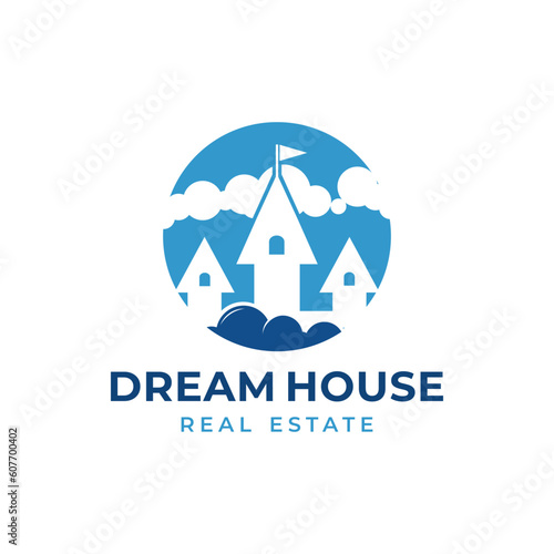 Unique logo combination of cloud and castle. It is suitable for use for housing logos.