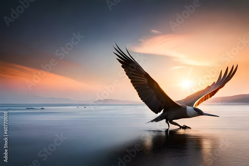 seagull on sunset