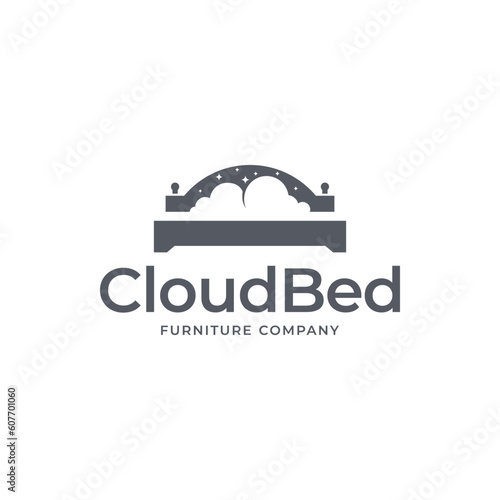 Unique logo combination of bed and cloud. It is suitable for use in the bedding industry.