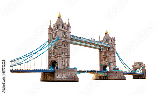Tower Bridge in London UK cut out and isolated on transparent white background photo