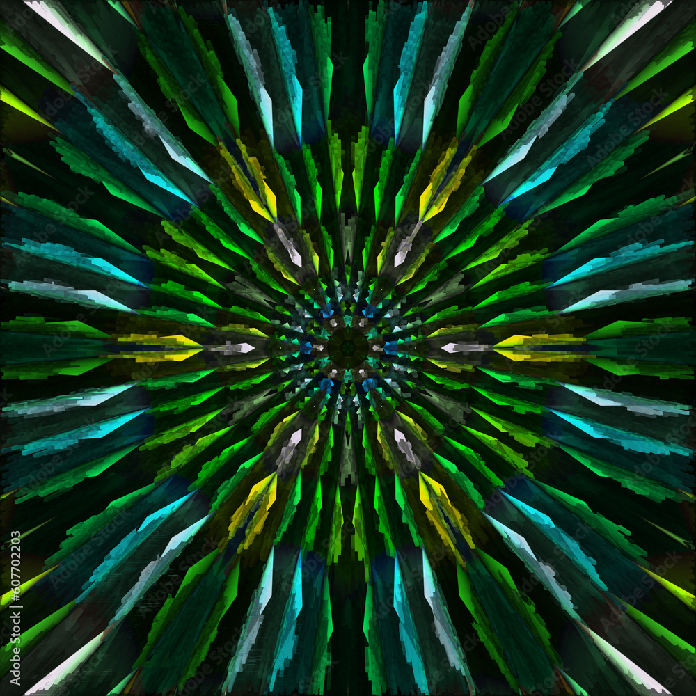 Fototapeta premium neon emerald green mandala doodle pattern abstract
