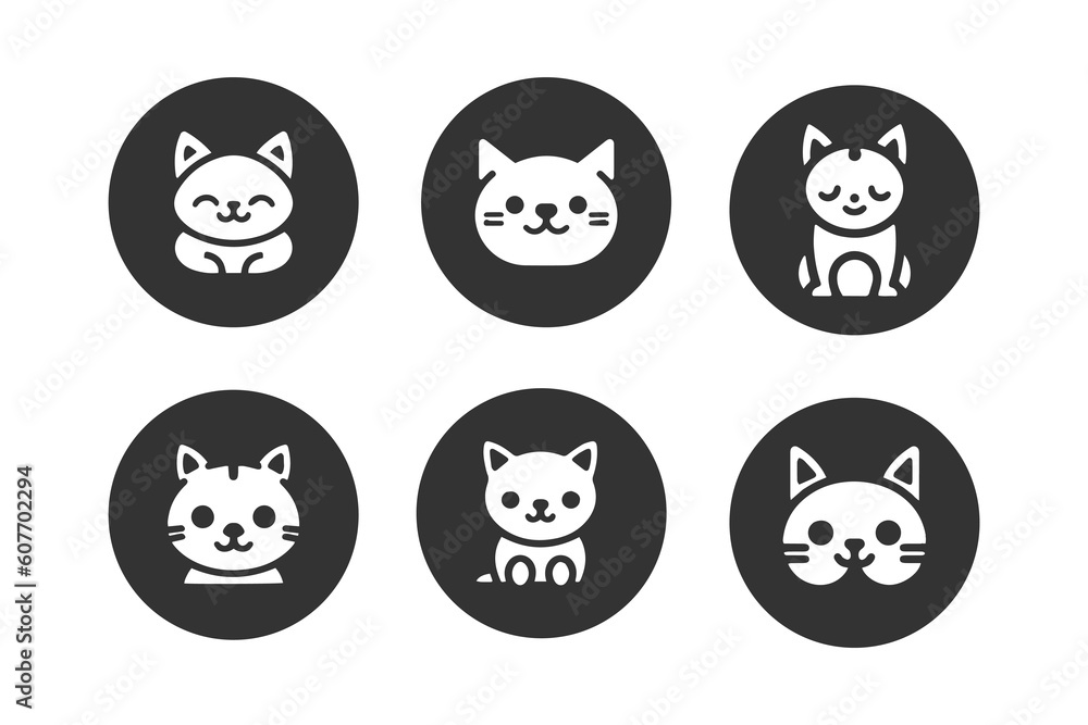 Cartoon cat, kitten vector icon set isolated Cartoon cat, kitten vector icon set isolated