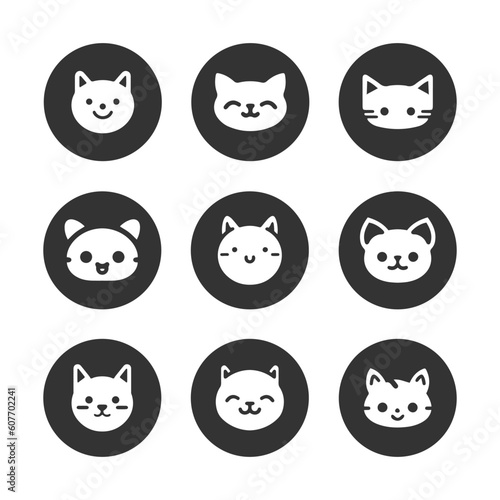 Cartoon cat, kitten vector icon set isolated