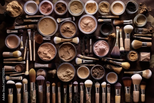 Makeup brushes and powder, Generated AI
