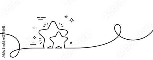 Star line icon. Continuous one line with curl. Feedback rating sign. Customer satisfaction symbol. Star single outline ribbon. Loop curve pattern. Vector