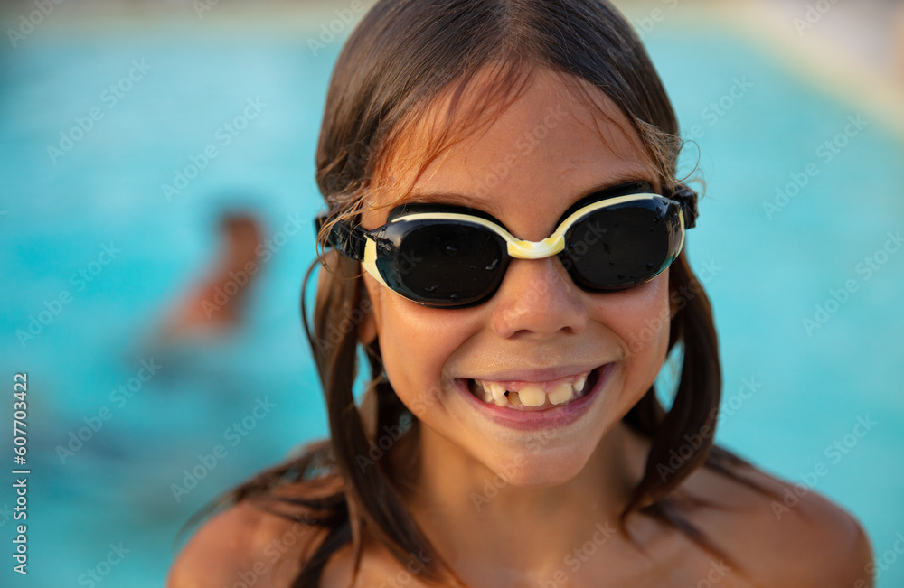 Portrait of boy in the pool smiling- happy, vacation, summer holiday Portrait of boy in the pool smiling- happy, vacation, summer holiday