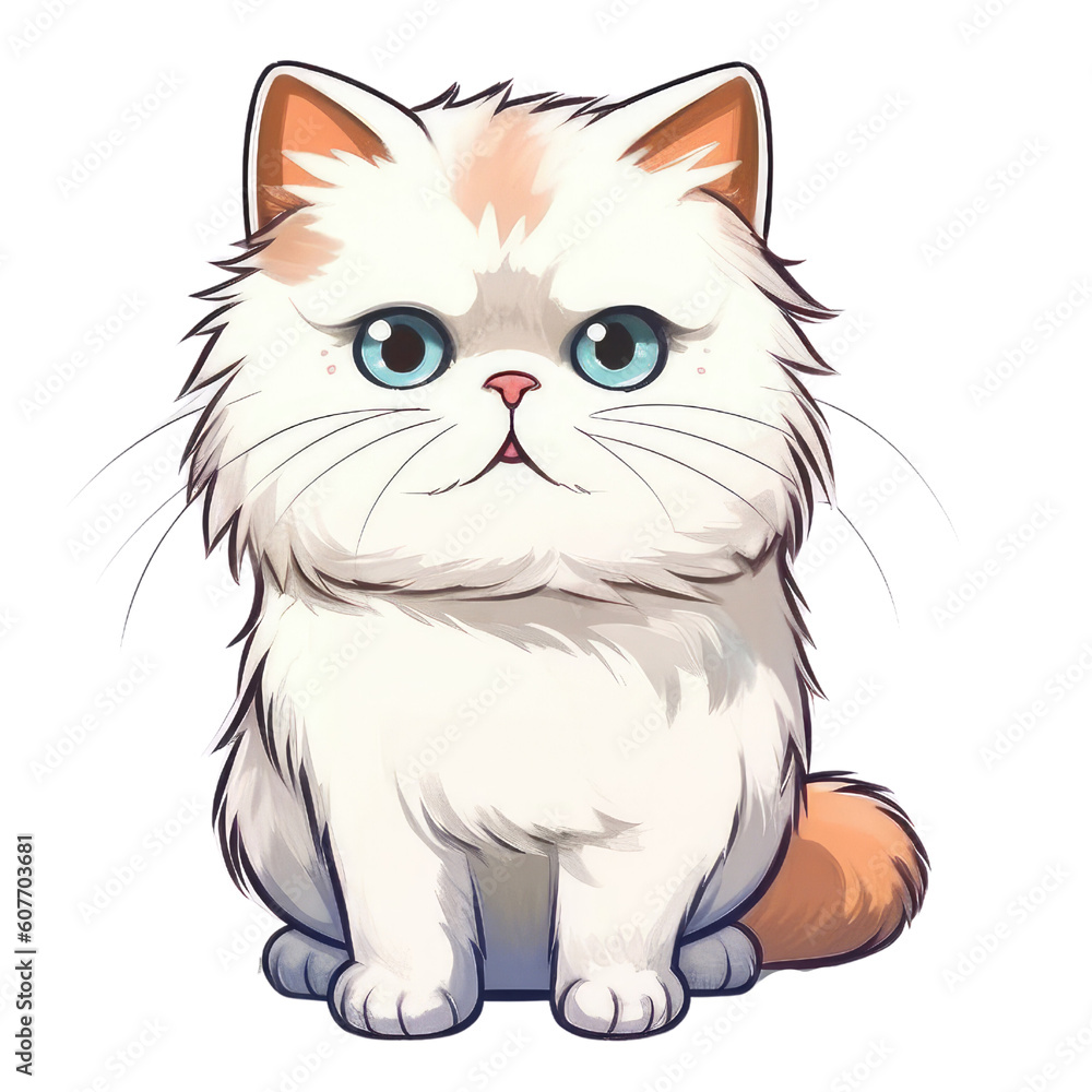 cute fat cat illustration created with Generative AI technology cute fat cat illustration created with Generative AI technology