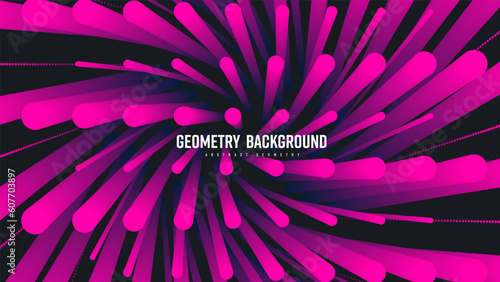 Vector abstract geometric background, gradient shape blend 3d, pink dots on black backdrop.