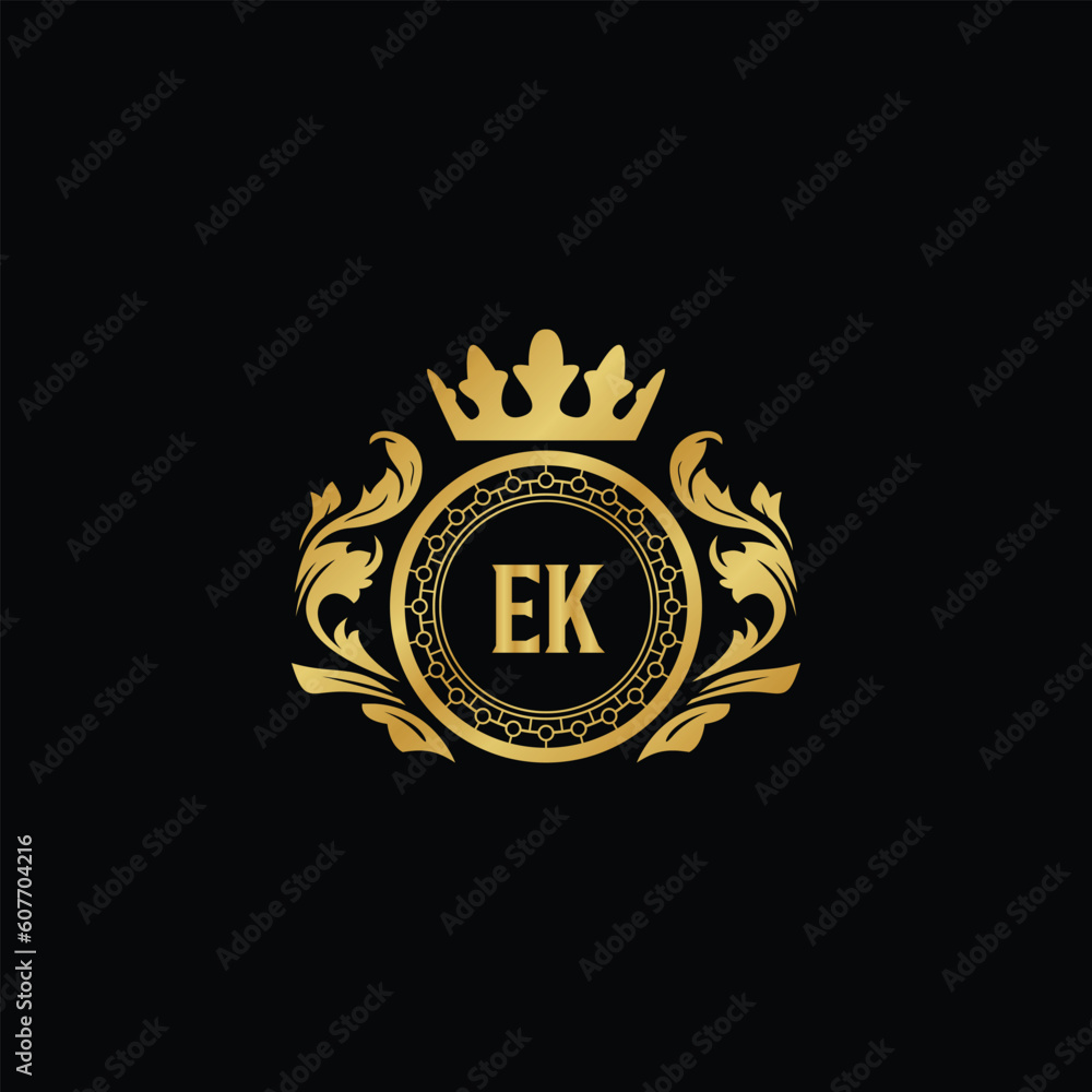 Fototapeta premium Luxury royal wing letter EA to CZ crest gold color logo vector image