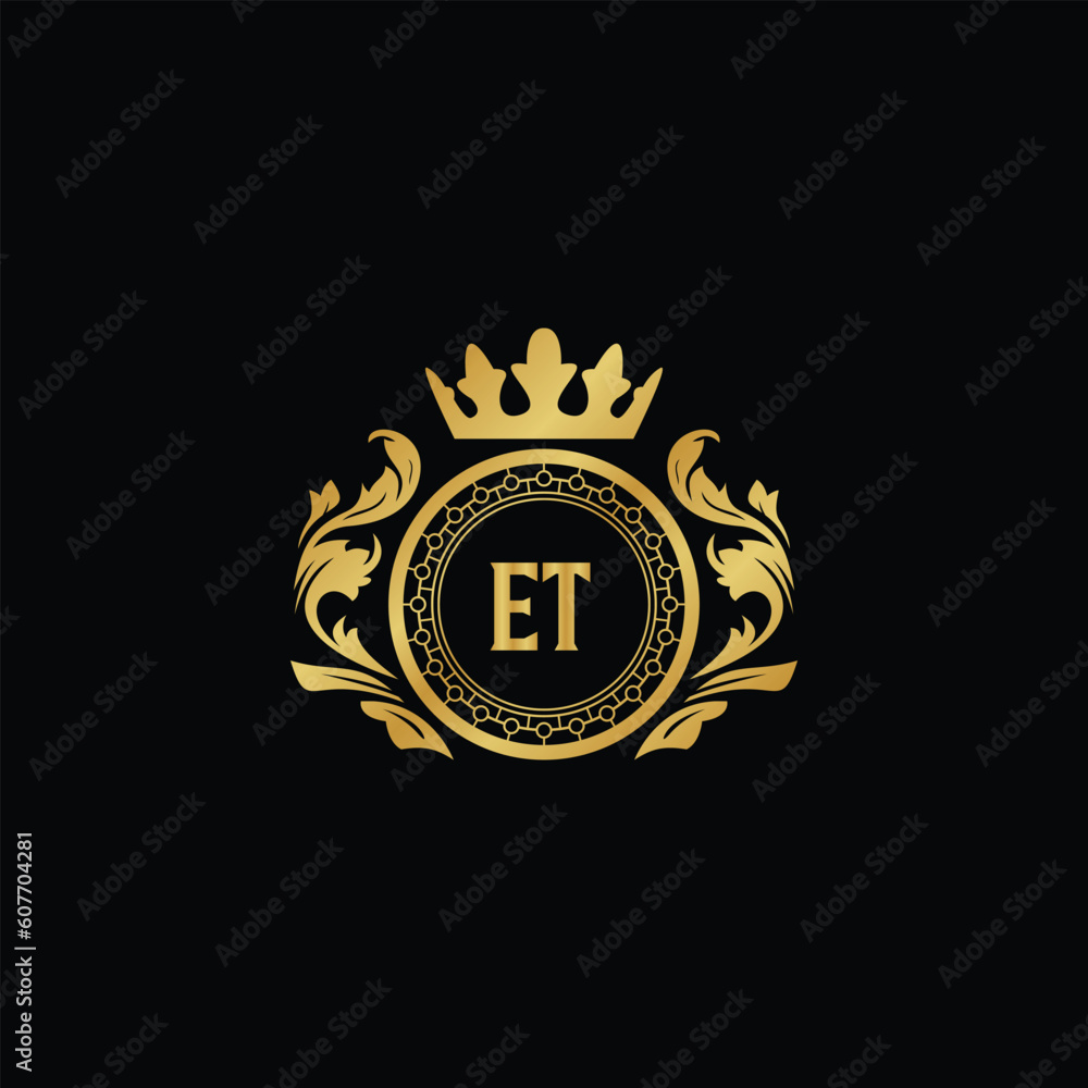 Fototapeta premium Luxury royal wing letter EA to CZ crest gold color logo vector image