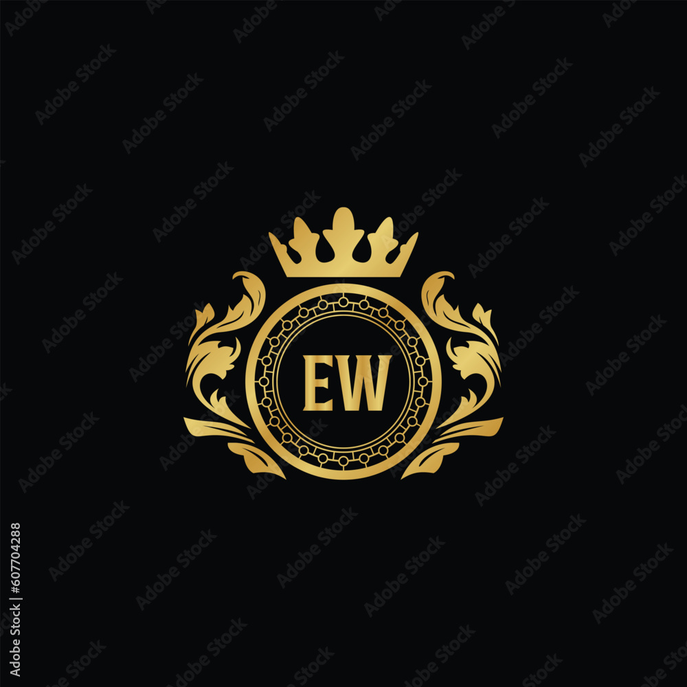 Fototapeta premium Luxury royal wing letter EA to CZ crest gold color logo vector image