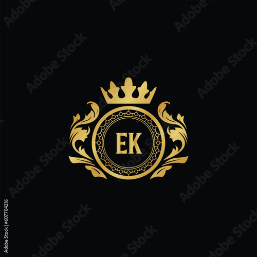 Luxury royal wing letter EA to CZ crest gold color logo vector image photo