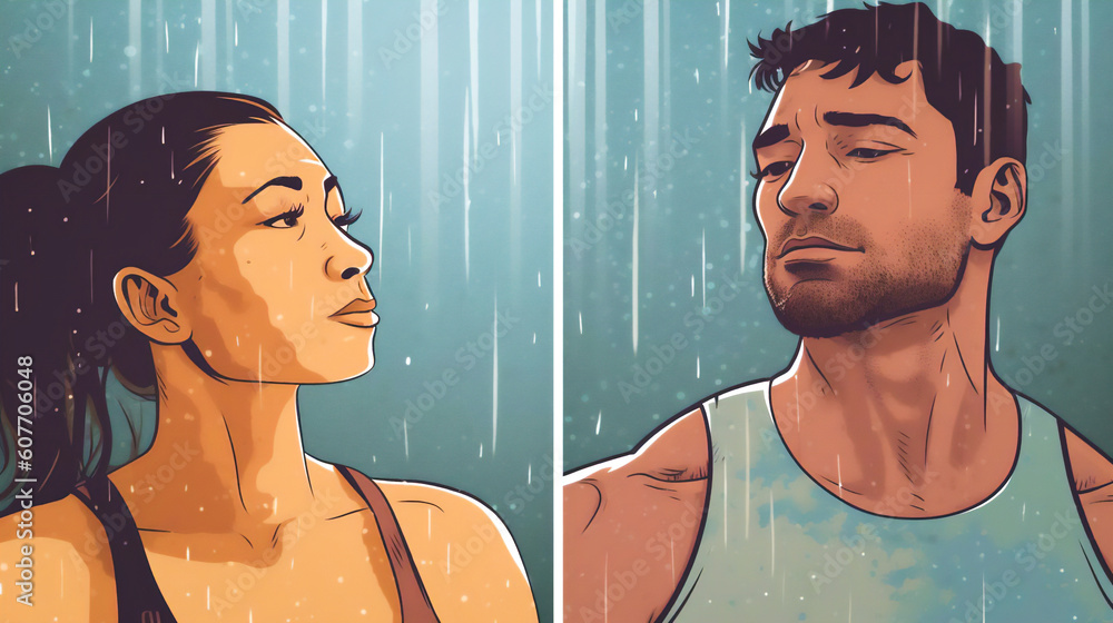 a side-by-side comparison of two individuals participating in a workout Generative AI a side-by-side comparison of two individuals participating in a workout Generative AI