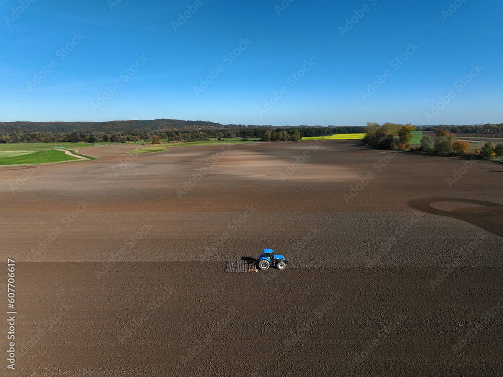 Aerial view of small scale agriculture and ploughing in Brandenburg, Germany. Aerial view of small scale agriculture and ploughing in Brandenburg, Germany.