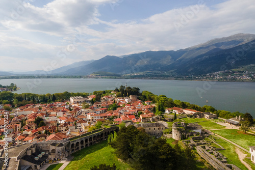 Aerial view of Ioannina old town, a small town along Lake Ioannina, Epirus, Greece.