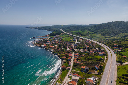 Aerial view of Sevketiye, a small town along the Marmara Sea, Lapseki, Turkey. photo