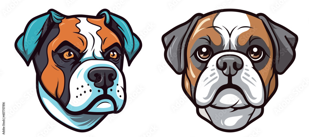 Vector illustration of a combination of different types of puppy heads