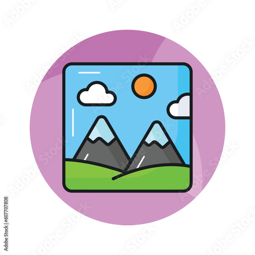 Hill station in modern style ready to use icon isolated on white background