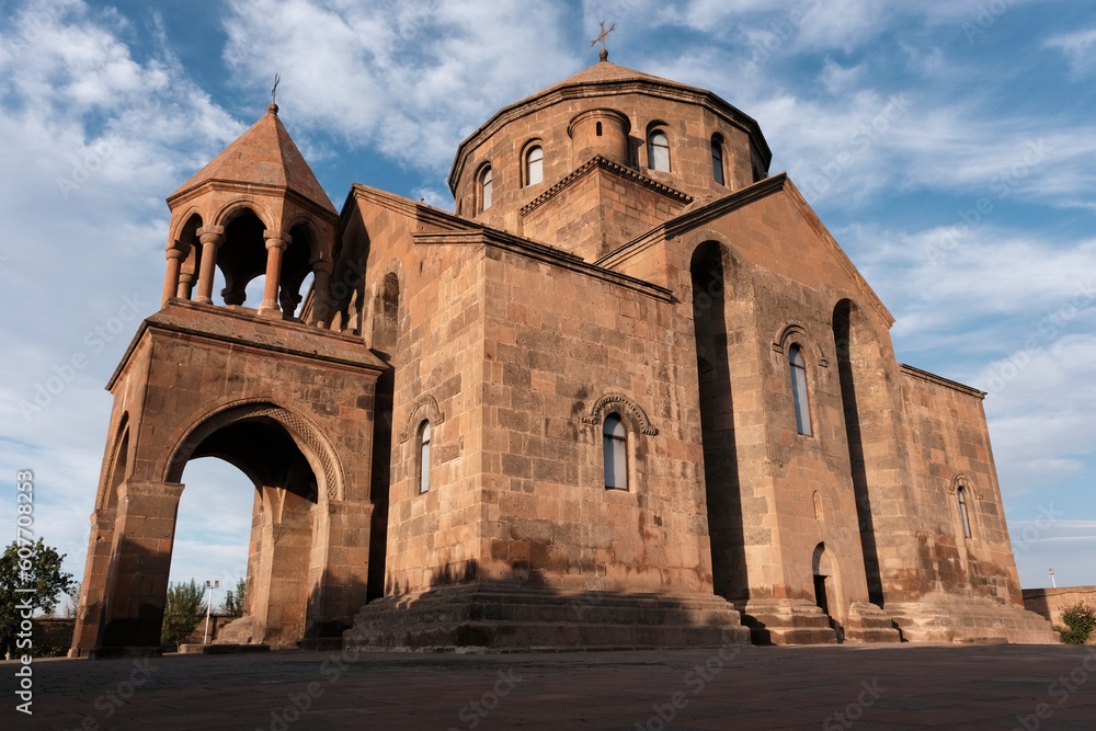 View of Saint Hripsime Church on sunny summer evening. Vagharshapat, Armenia.