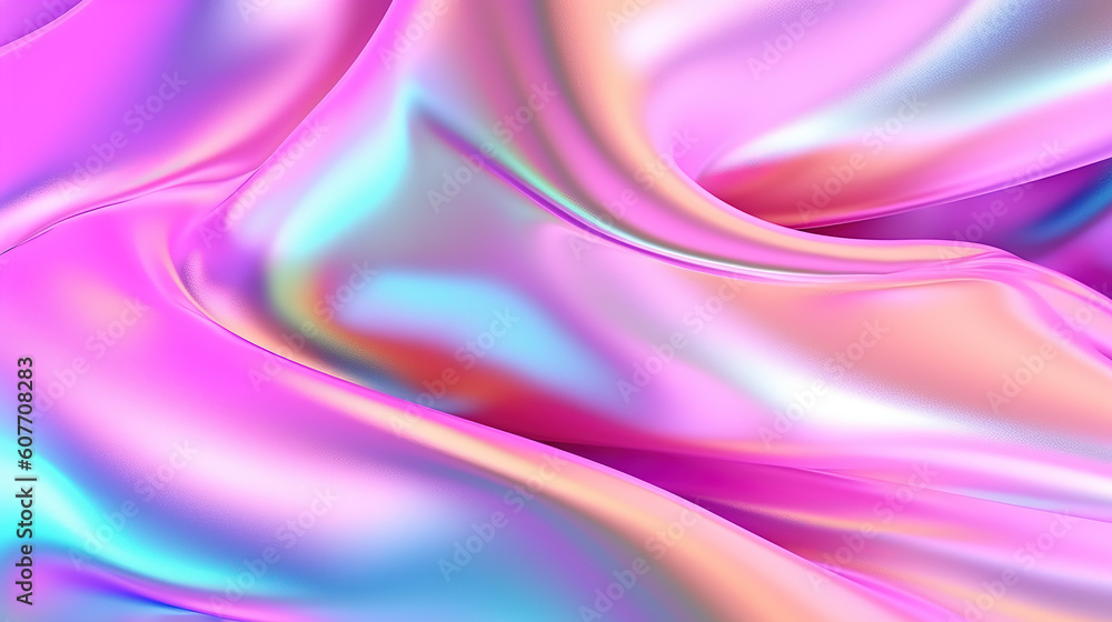 Holographic silk background, flowy delicate silk. Folds background. Holographic silk background, flowy delicate silk. Folds background.