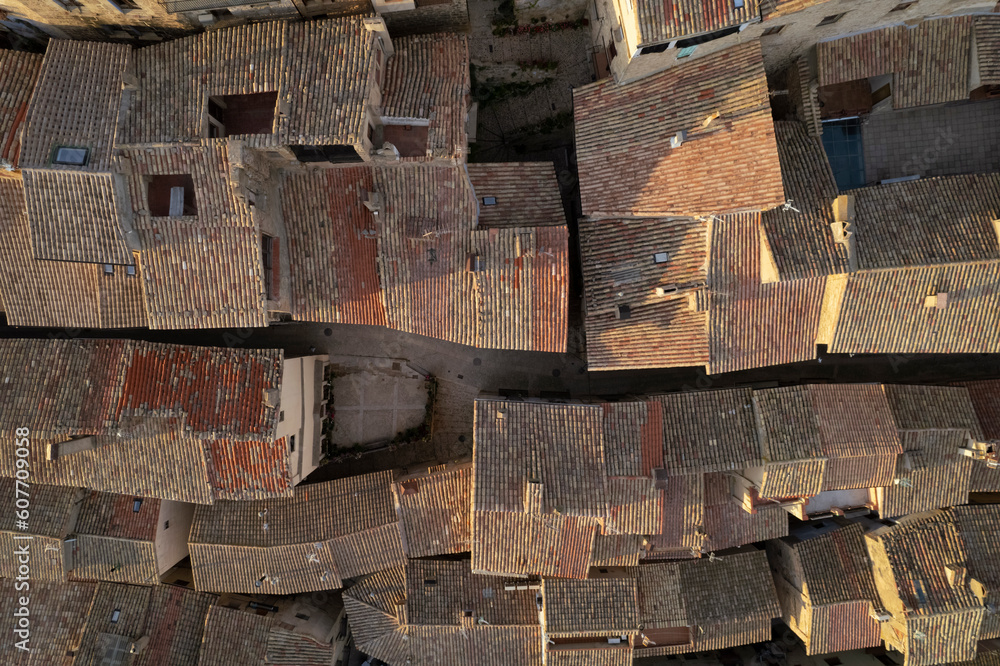 Aerial view of rooftops, Valderrobres, Teruel, Spain. Aerial view of rooftops, Valderrobres, Teruel, Spain.