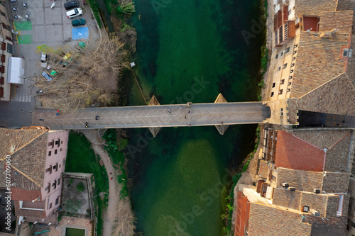 Aerial view of Stone bridge, Valderrobres, Teruel, Spain. photo