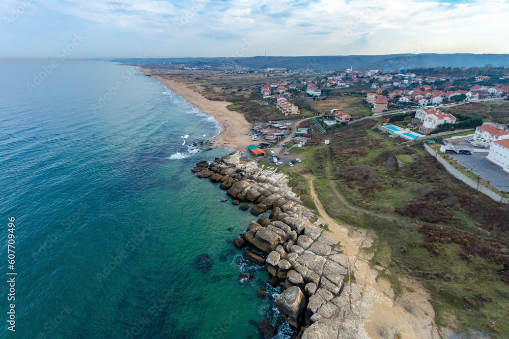 Aerial view of Sahilkoy on the Black Sea coastline at the Asian side of Istanbul, Turkey. Aerial view of Sahilkoy on the Black Sea coastline at the Asian side of Istanbul, Turkey.