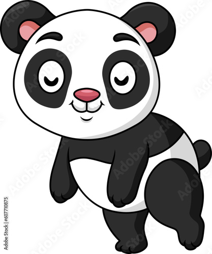Cute baby cartoon panda on white background