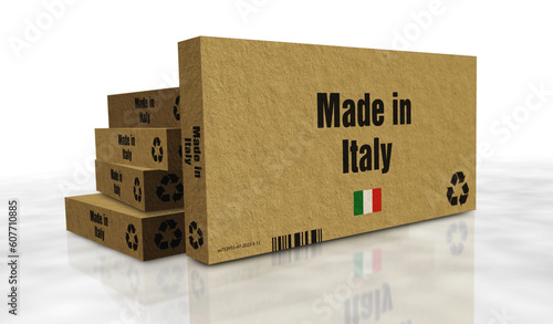 Made in Italy box pack 3d illustration