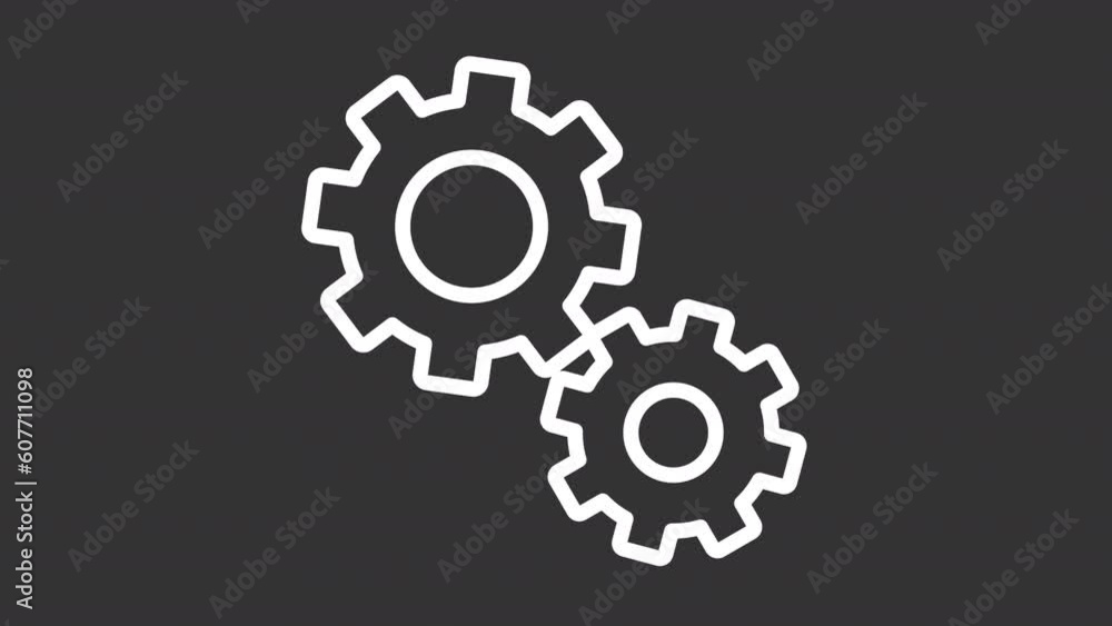 Animated setting white line icon. Spinning gears animation. Setting cogwheel. Configuration tool. Loop HD video with chroma key, alpha channel, transparent background. Outline motion graphic Animated setting white line icon. Spinning gears animation. Setting cogwheel. Configuration tool. Loop HD video with chroma key, alpha channel, transparent background. Outline motion graphic