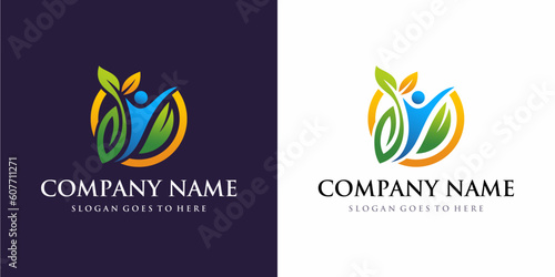 Logo weight loss, health, natural, leaf, fresh and essential