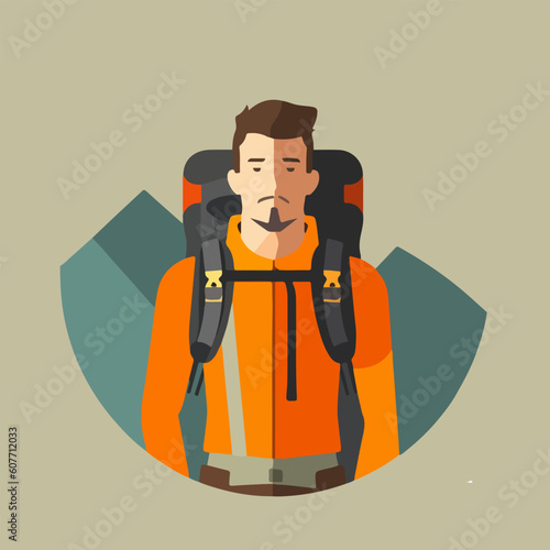 camping backpacker character vector, very suitable for adventure, outdoor, camp, expedition. etc