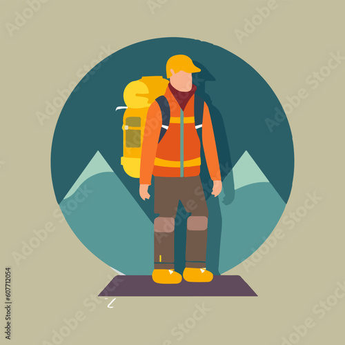 camping backpacker character vector, very suitable for adventure, outdoor, camp, expedition. etc